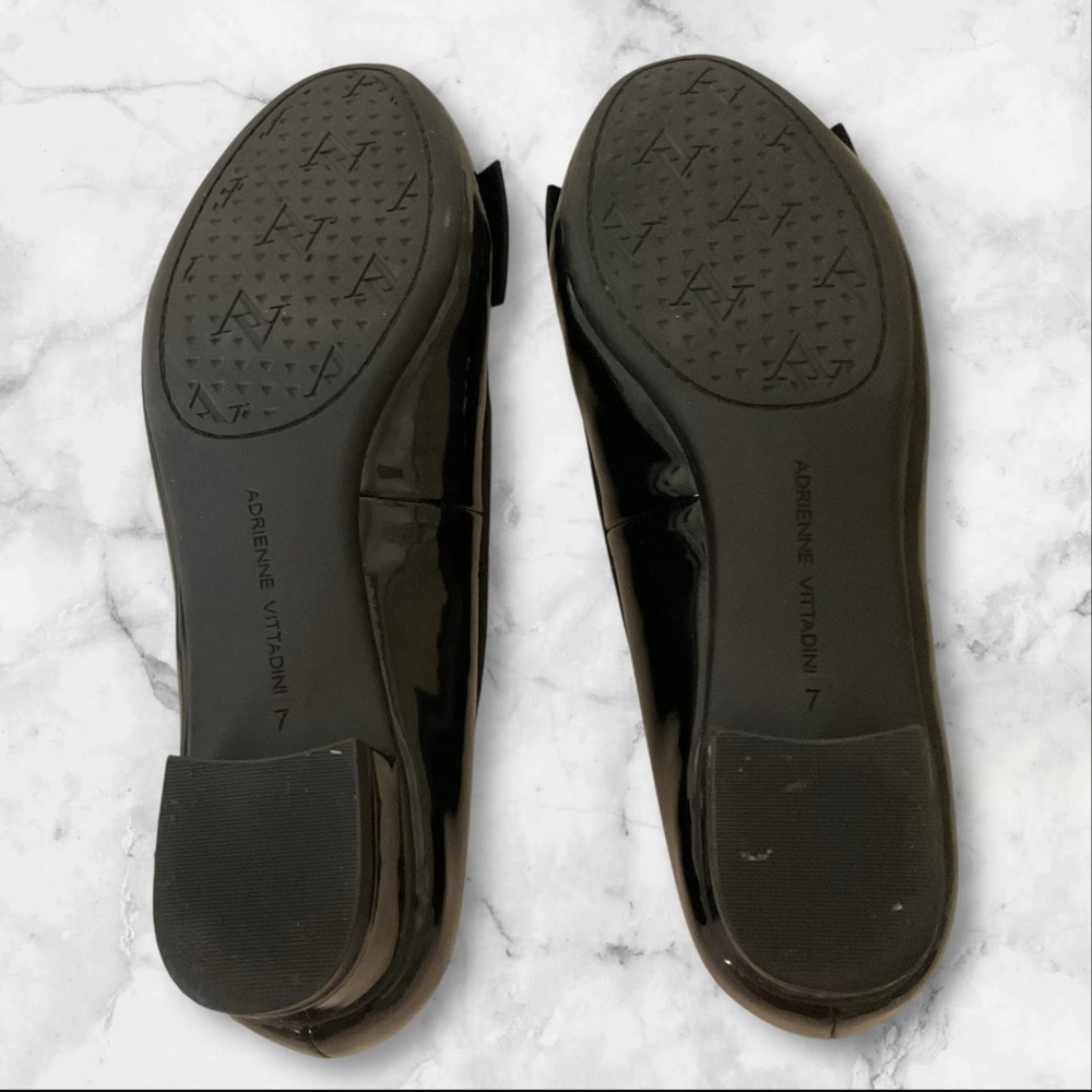 Adrienne Vittadini Black Patent Leather Flats with Bows Size 7 - Picture 13 of 15